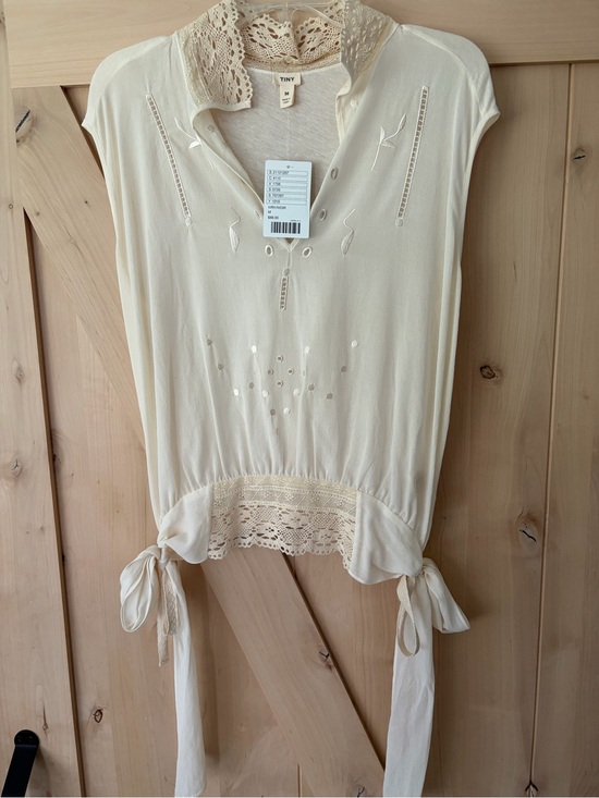 Tiny Tops - Cream Lace-Trim Boho Women's Top from Anthropologie